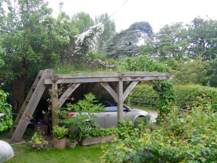 Green roof types vary, this is a biodiverse green roof carport